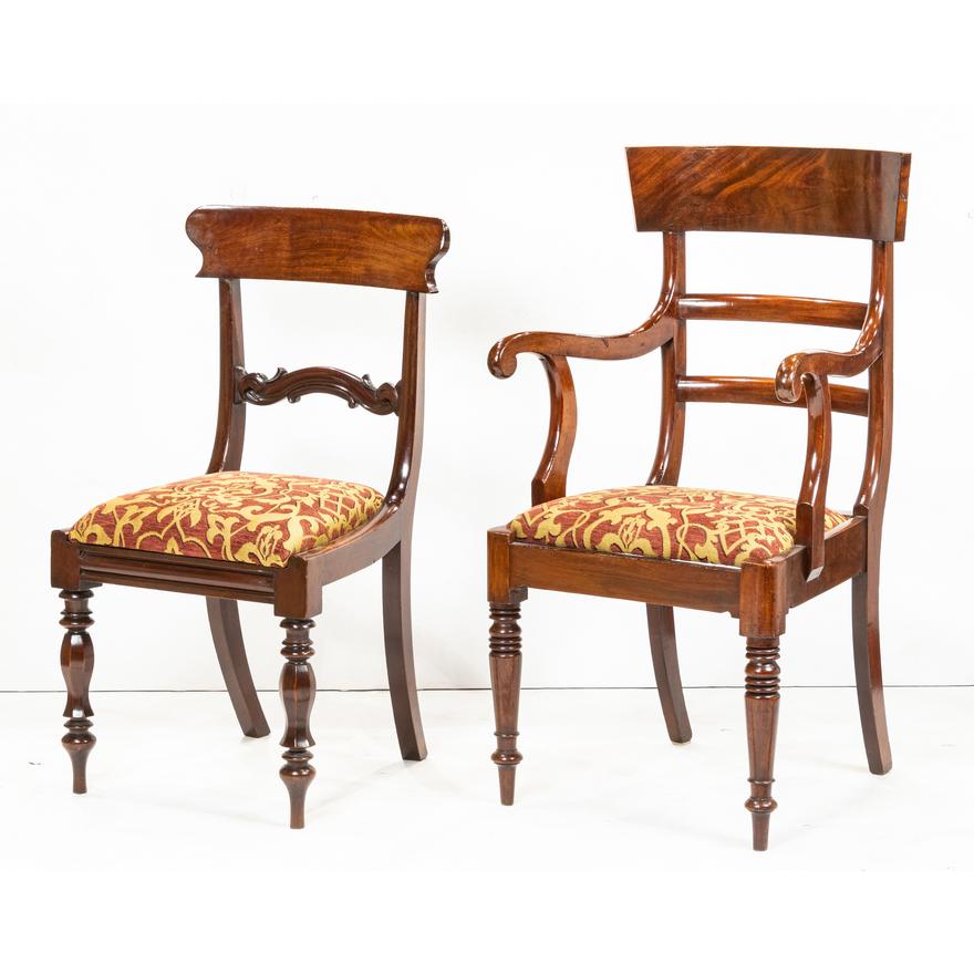 AF2-246: ANTIQUE SET OF 6 ENGLISH WILLIAM IV MAHOGANY DINING CHAIRS
