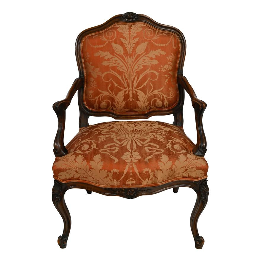 AF2-248: ANTIQUE LATE 19TH CENTURY LOUIS XV STYLE CARVED WALNUT BERGERE