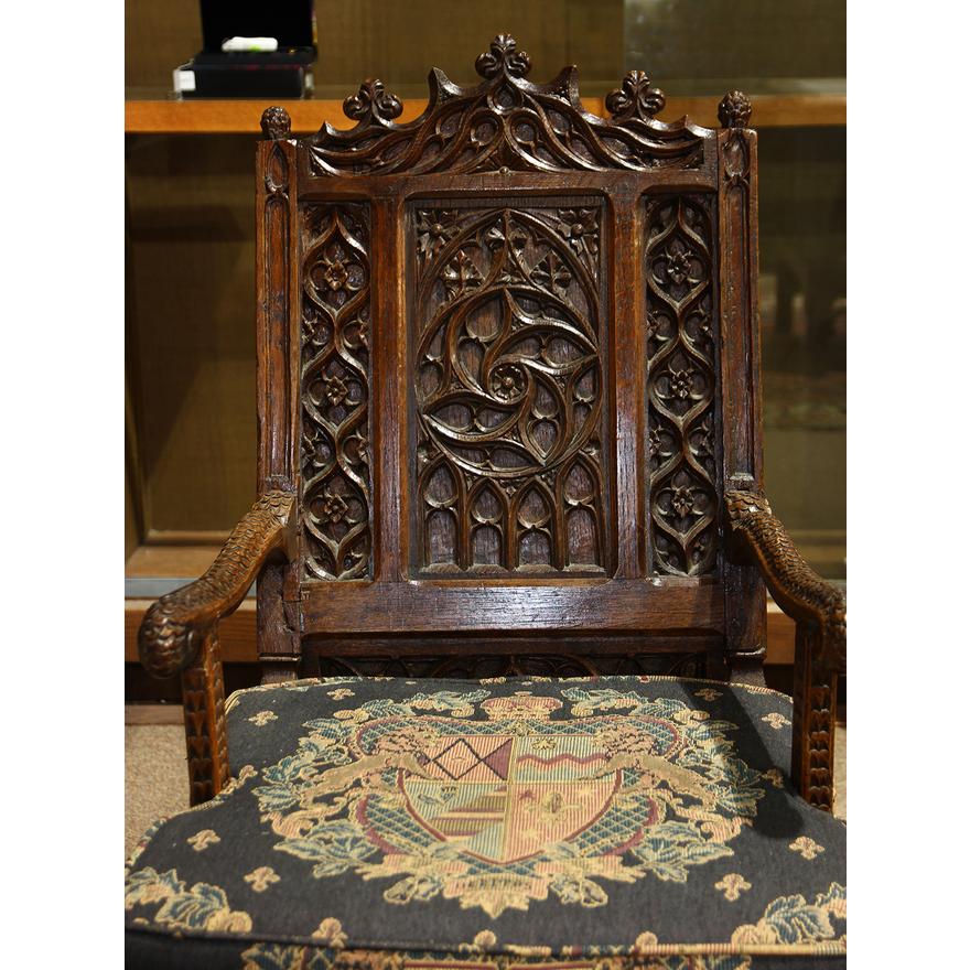 AF2-109: Antique Early 18th Century French Louis XIII Highly Carved Oak Armchair