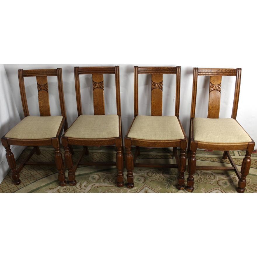 AF2-167: ANTIQUE SET OF 4 EARLY 20TH CENTURY ENGLISH OAK DINING CHAIRS