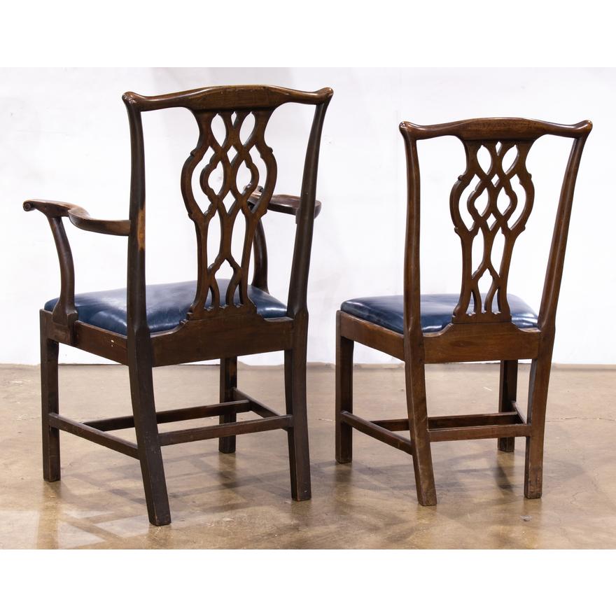 AF2-005: ANTIQUE ASSEMBLED SET OF 12 EARLY 19TH CENTURY ENGLISH MAHOGANY CHIPPENDALE STYLE DINING CHAIRS