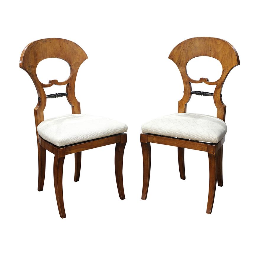 AF2-110: ANTIQUE SET OF 7 EARLY 19TH CENTURY BIEDERMEIER DINING CHAIRS