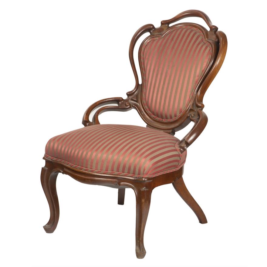 AF2-252: ANTIQUE MID 19TH CENTURY AMERICAN VICTORIAN ROCOCO REVIVAL WALNUT SIDE CHAIR