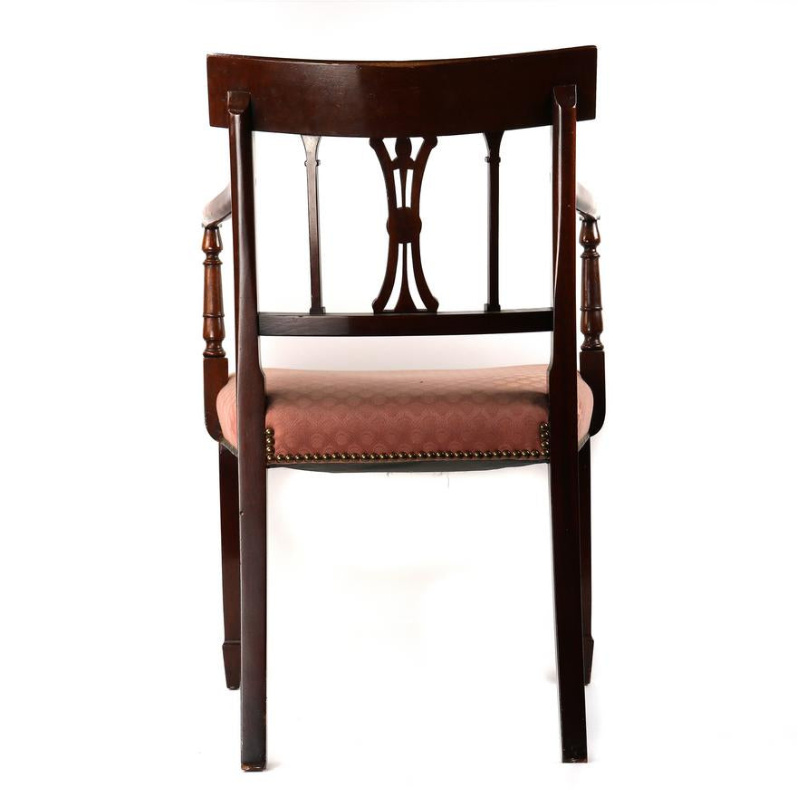 AF2-210: ANTIQUE SET OF 4 EARLY 20TH CENTURY AMERICAN FEDERAL STYLE MAHOGANY DINING CHAIRS