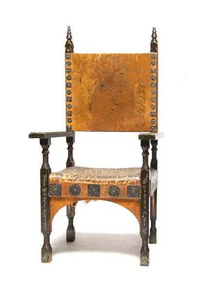 AF2-054: Carlo Bugatti Art Nouveau Imperial Throne Chair Circa 1890 in Original Untouched Condition