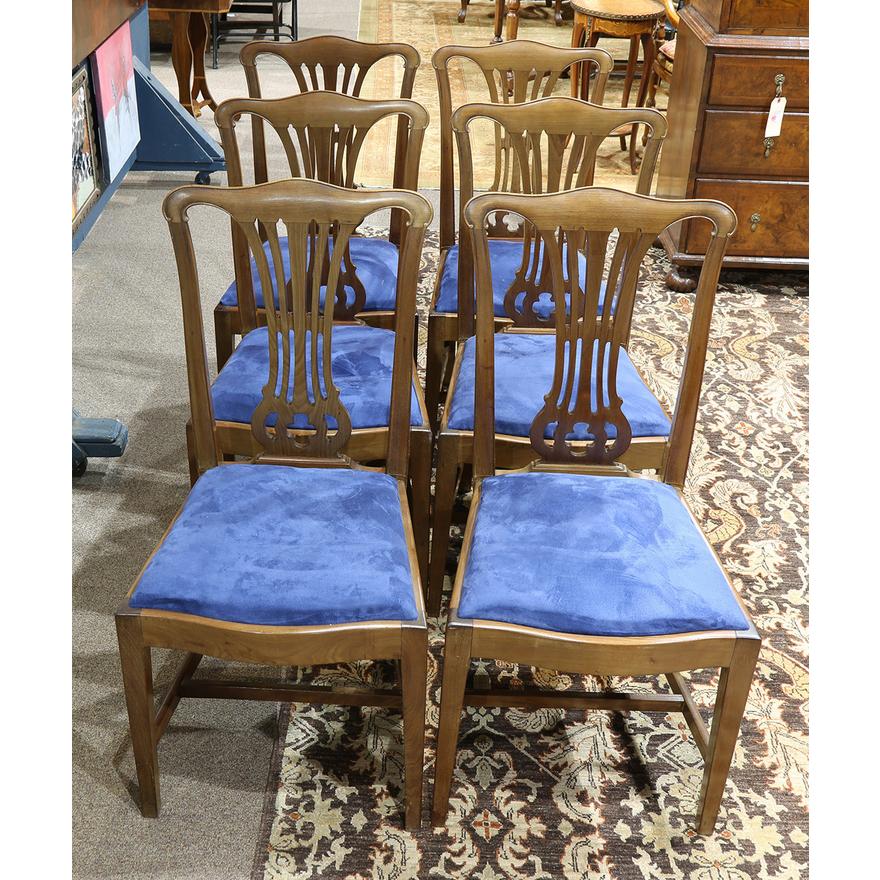 AF2-117: ANTIQUE SET OF 6 LATE 19TH CENTURY AMERICAN CHIPPENDALE STYLE MAHOGANY DINING CHAIRS