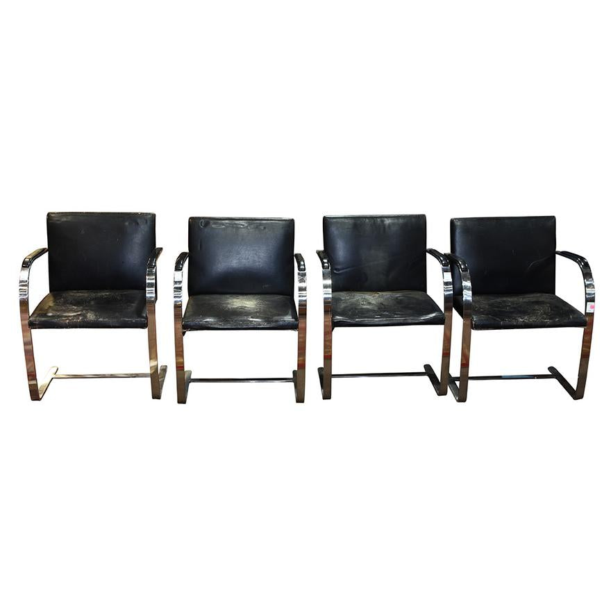 AF2-121: VINTAGE SET OF 4 MID 20TH CENTURY LUDWIG MIES VAN DER ROHE BRNO FLAT BAR CHAIRS