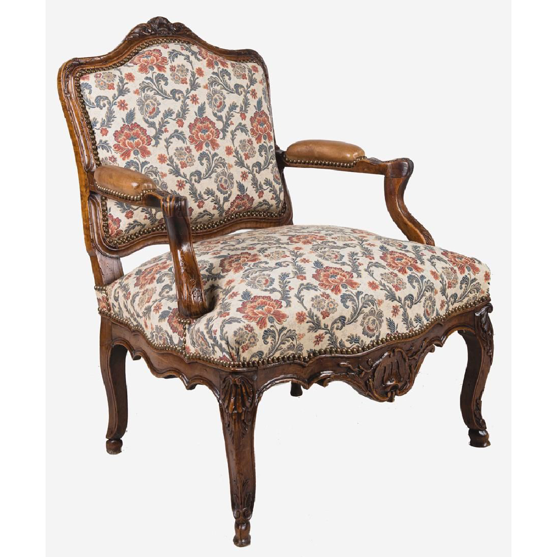 AF2-155: ANTIQUE LATE 18TH CENTURY FRENCH LOUIS XV / REGENCE BEECHWOOD FAUTEUIL