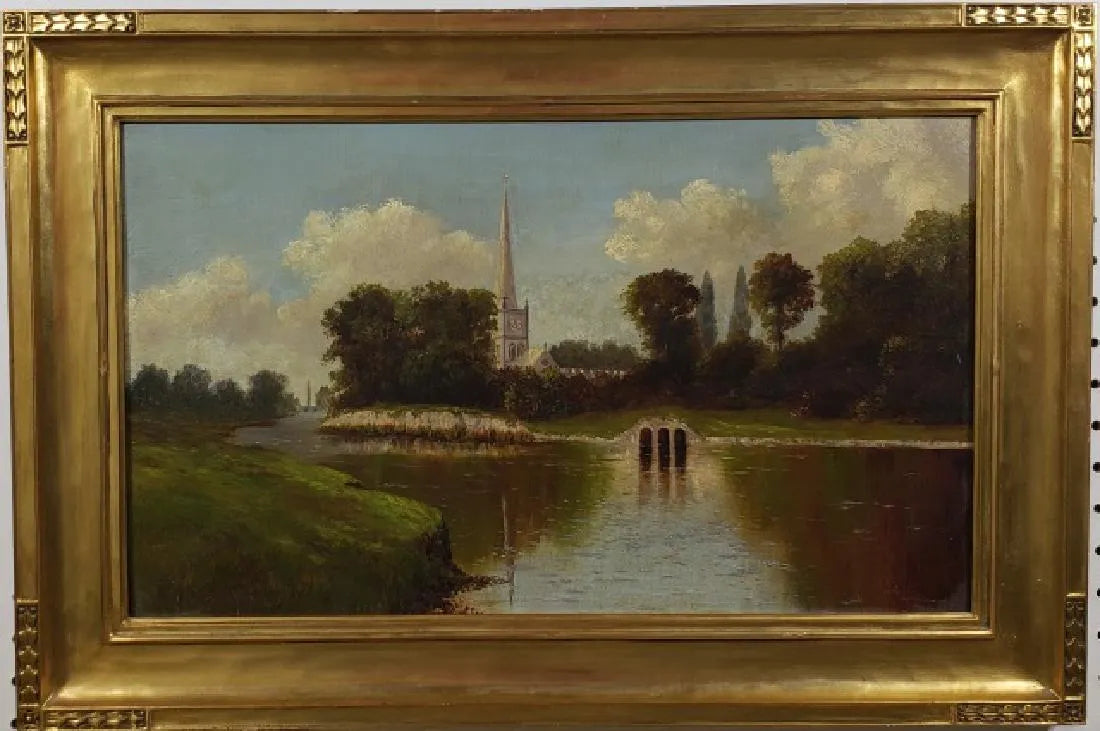 AW580: F.W. Ward - River Landscape - Early 20th C American - Oil on Canvas