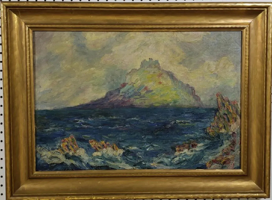 AW578 - Birger Sandzen, In The Style Of - Island Seascape - Early 20th C - Oil on Canvas