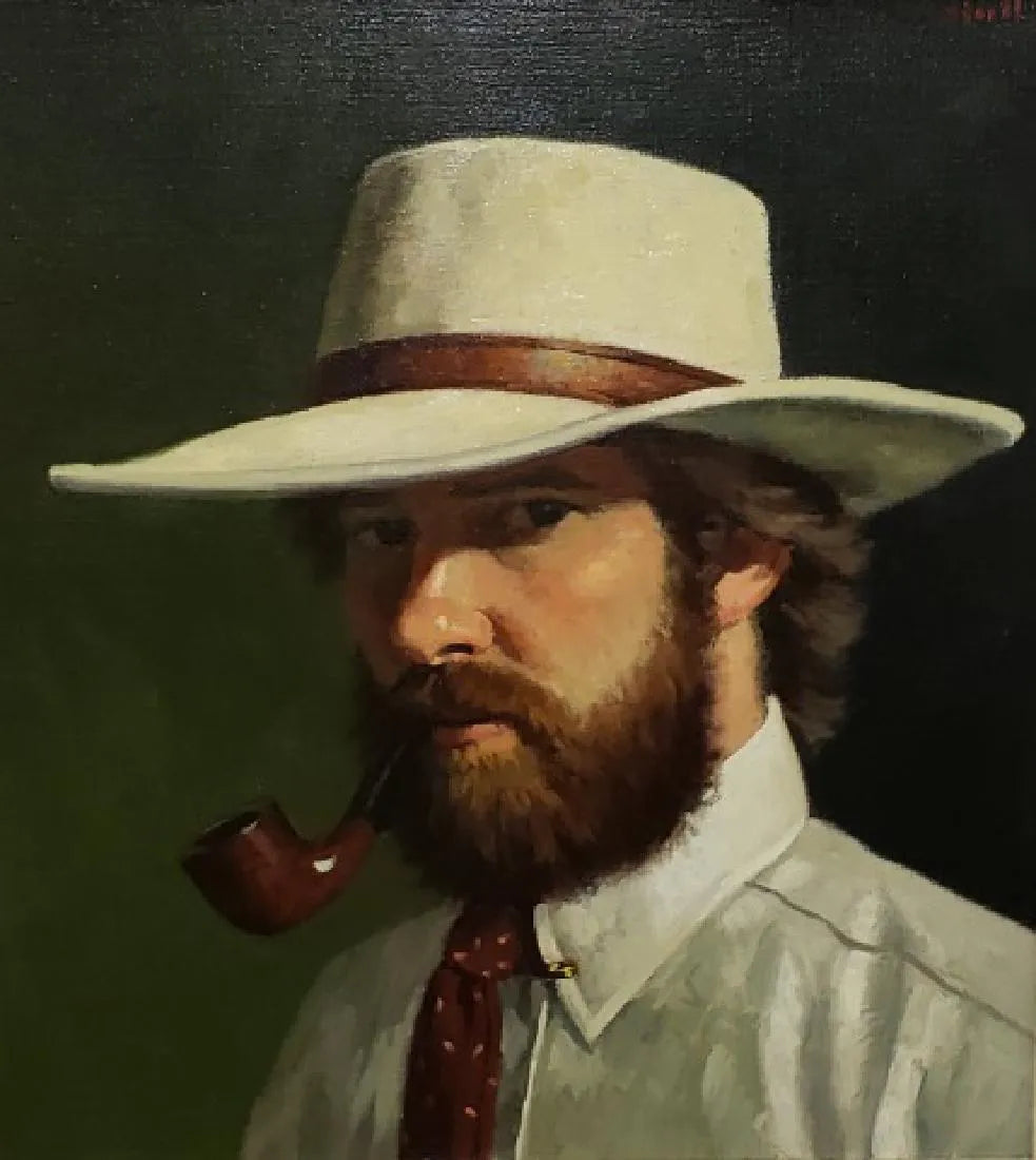 AW577 - Gregory Hull - Portrait Of A Gentleman With Pipe & Hat - 20th Century - Oil on Canvas