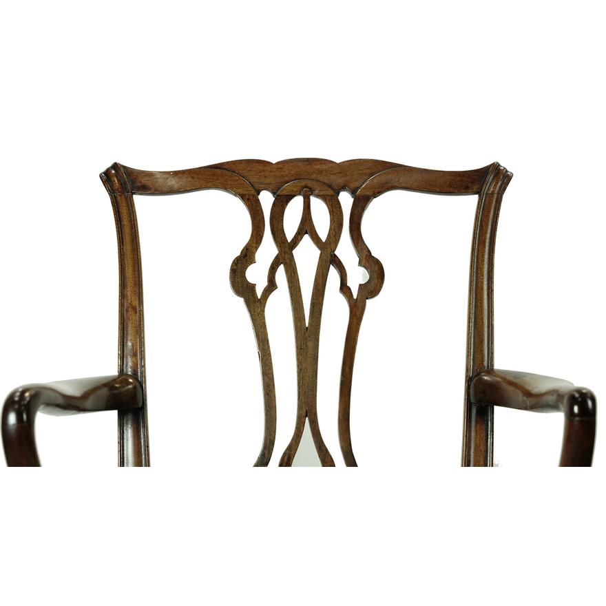 AF2-207: ANTIQUE SET OF 4 EARLY 19TH CENTURY CHIPPENDALE STYLE MAHOGANY DINING CHAIRS