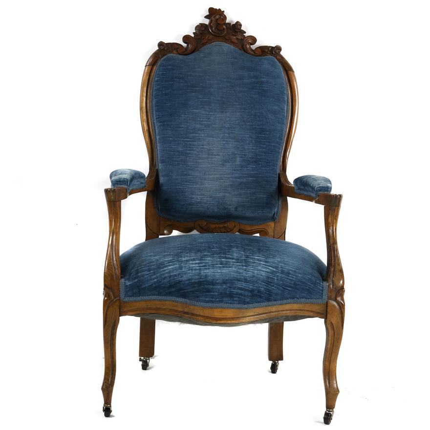 AF2-212:ANTIQUE MID 19TH CENTURY VICTORIAN ROCOCCO REVIVAL ARMCHAIR