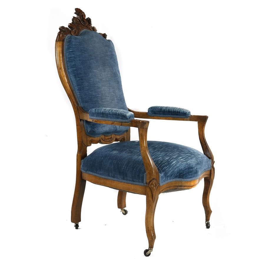 AF2-212:ANTIQUE MID 19TH CENTURY VICTORIAN ROCOCCO REVIVAL ARMCHAIR