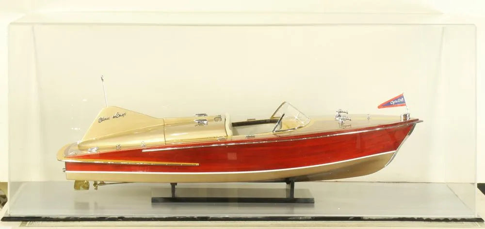 CR2-100: Chris Craft Scaled Speed Boat Model Housed in Acrylic Case