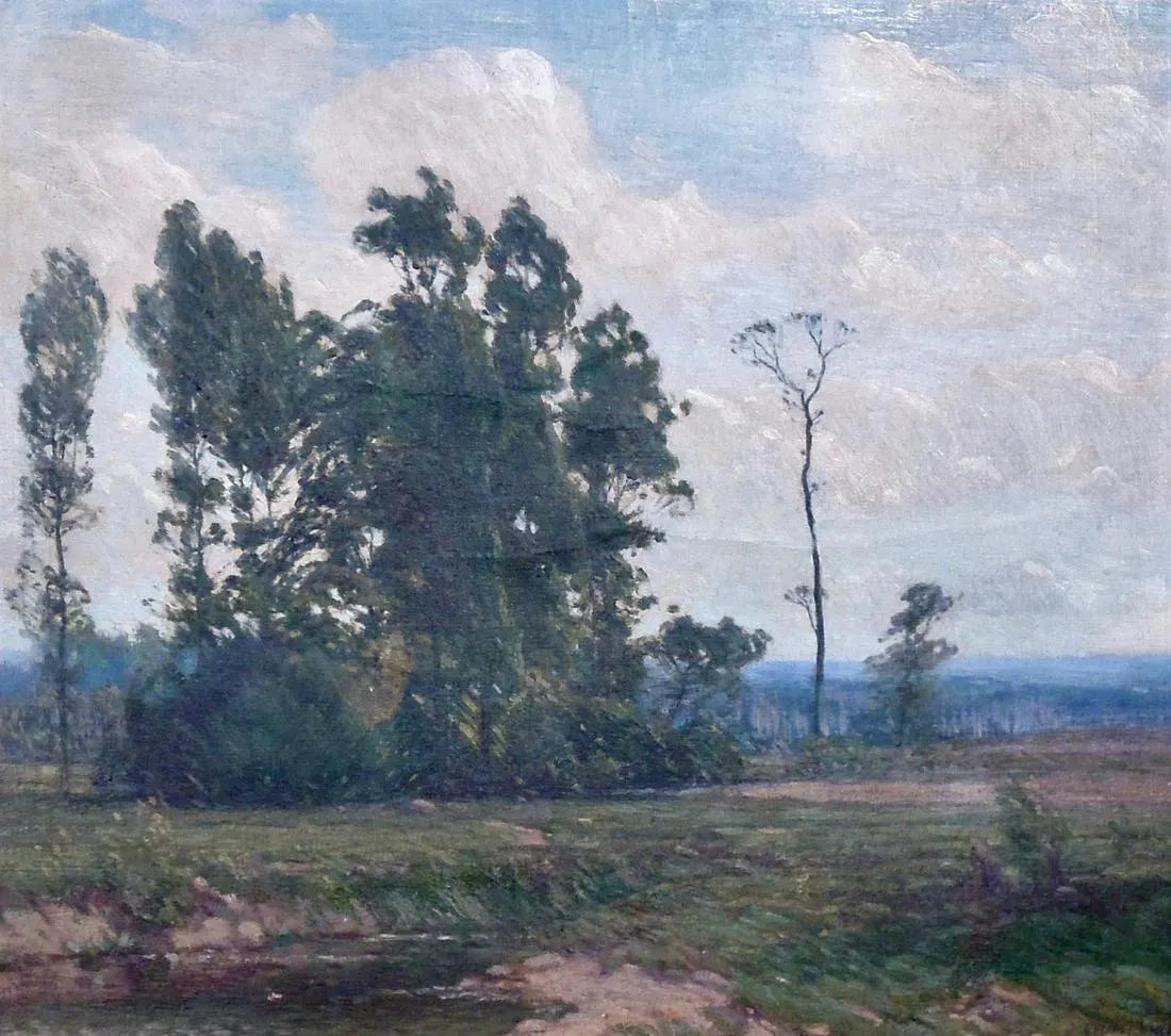 AW612: Gustave Adolph Wiegand, Summer Landscape - Early 20th C Oil on Canvas