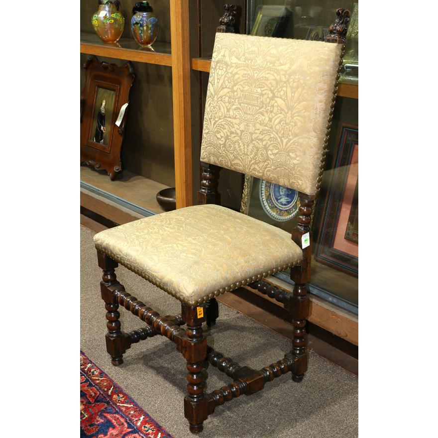 AF2-112: ANTIQUE LATE 19TH CENTURY ENGLISH JACOBEAN STYLE HALL CHAIR