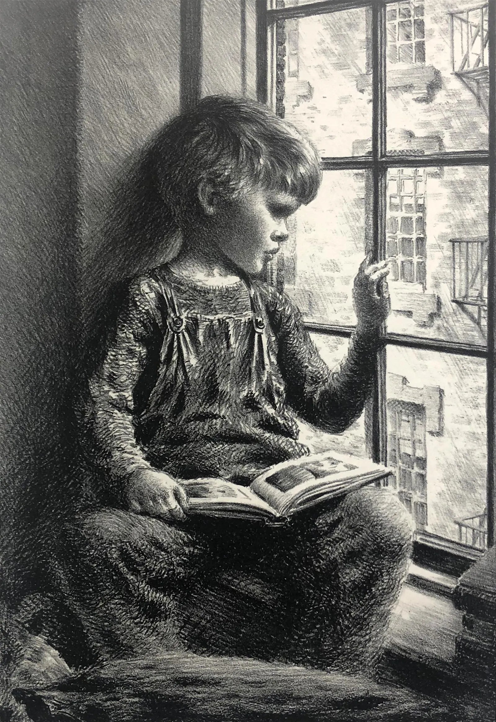 AW8-010: James Ormsbee Chapin - Circa 1943 - Lithograph - "Child at Window"