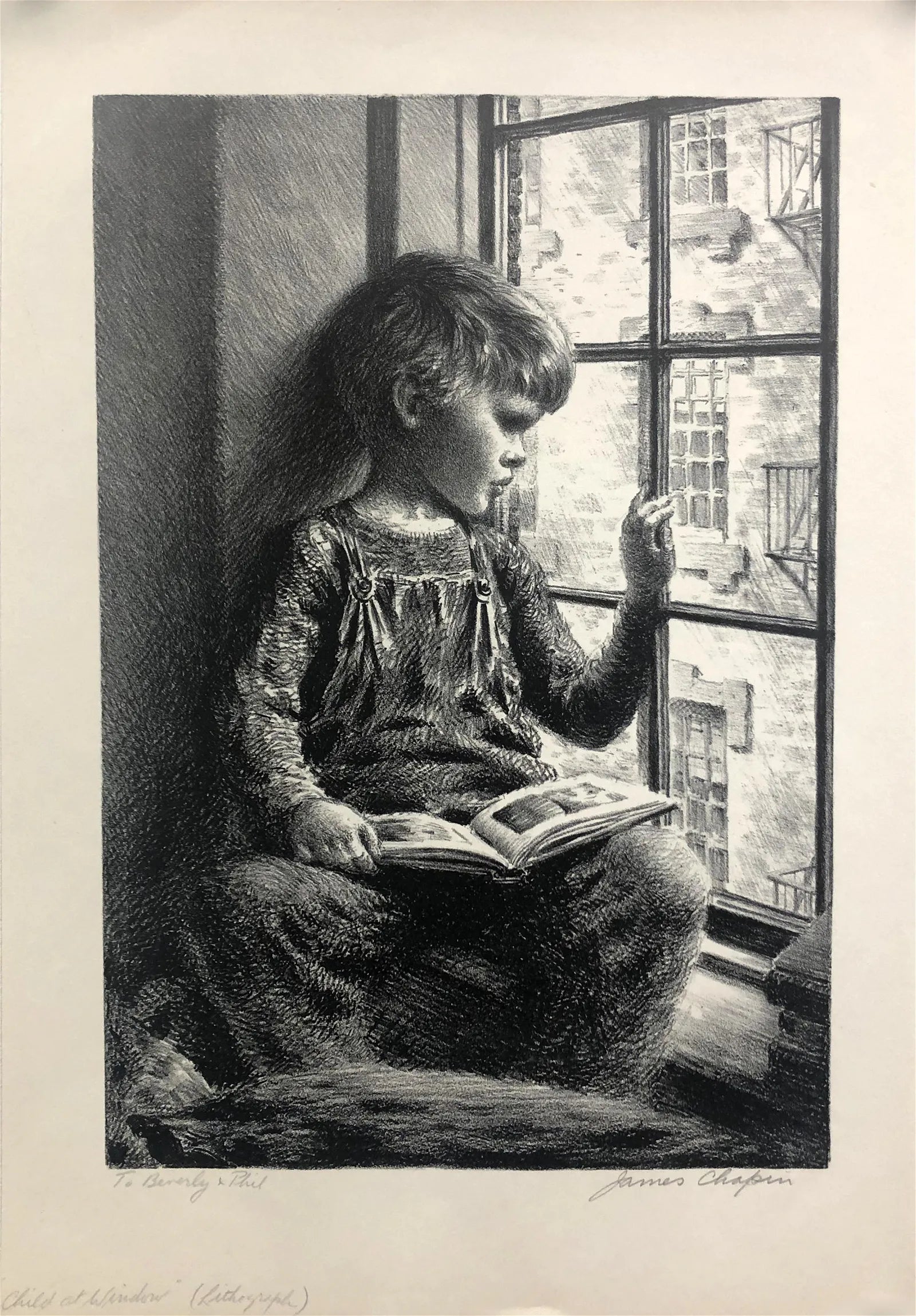AW8-010: James Ormsbee Chapin - Circa 1943 - Lithograph - "Child at Window"