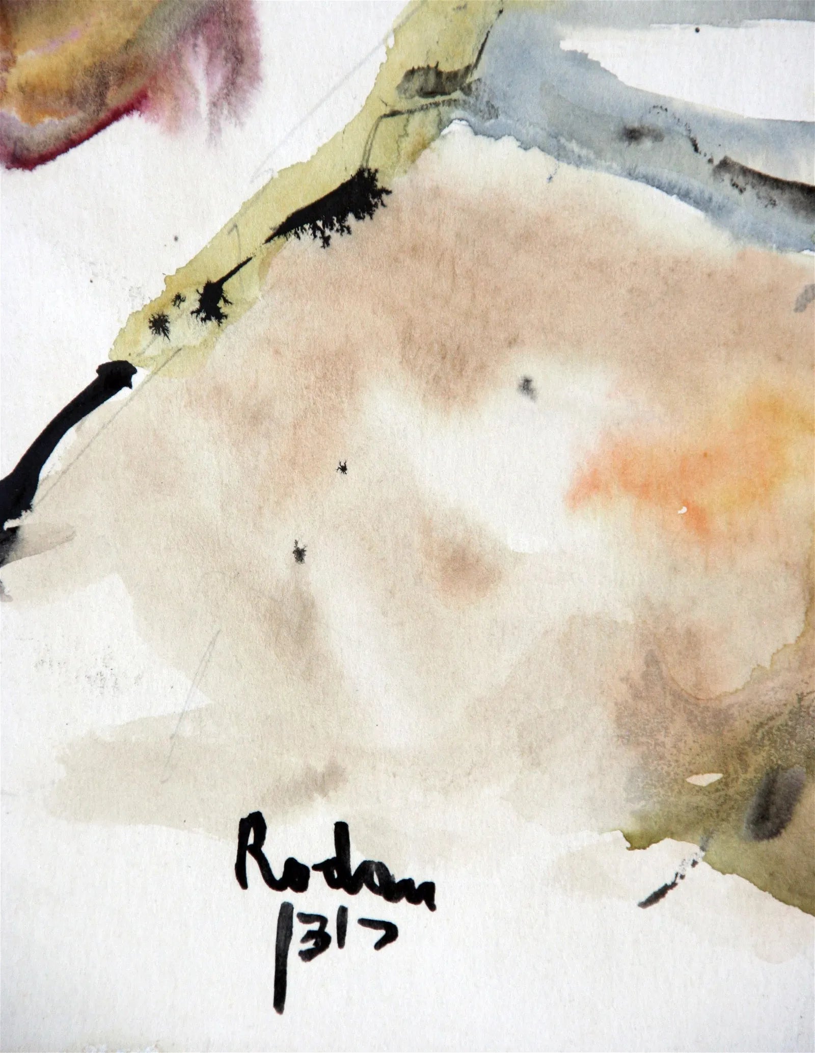 AW3-020: Jehuda Rodan - Watercolor on Paper - "Passage Way" - Late 20th Century