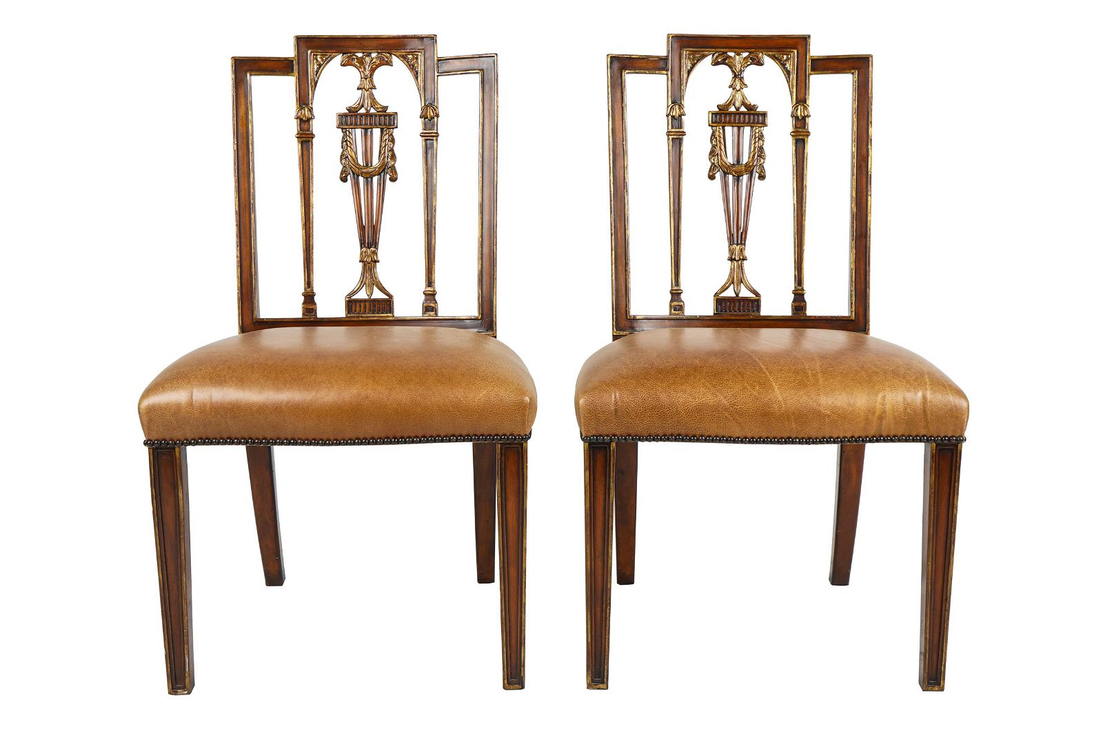 AF2-018: VINTAGE PAIR OF THEODORE ALEXANDER GILTWOOD FRENCH DIRECTOIRE STYLE SIDE CHAIRS