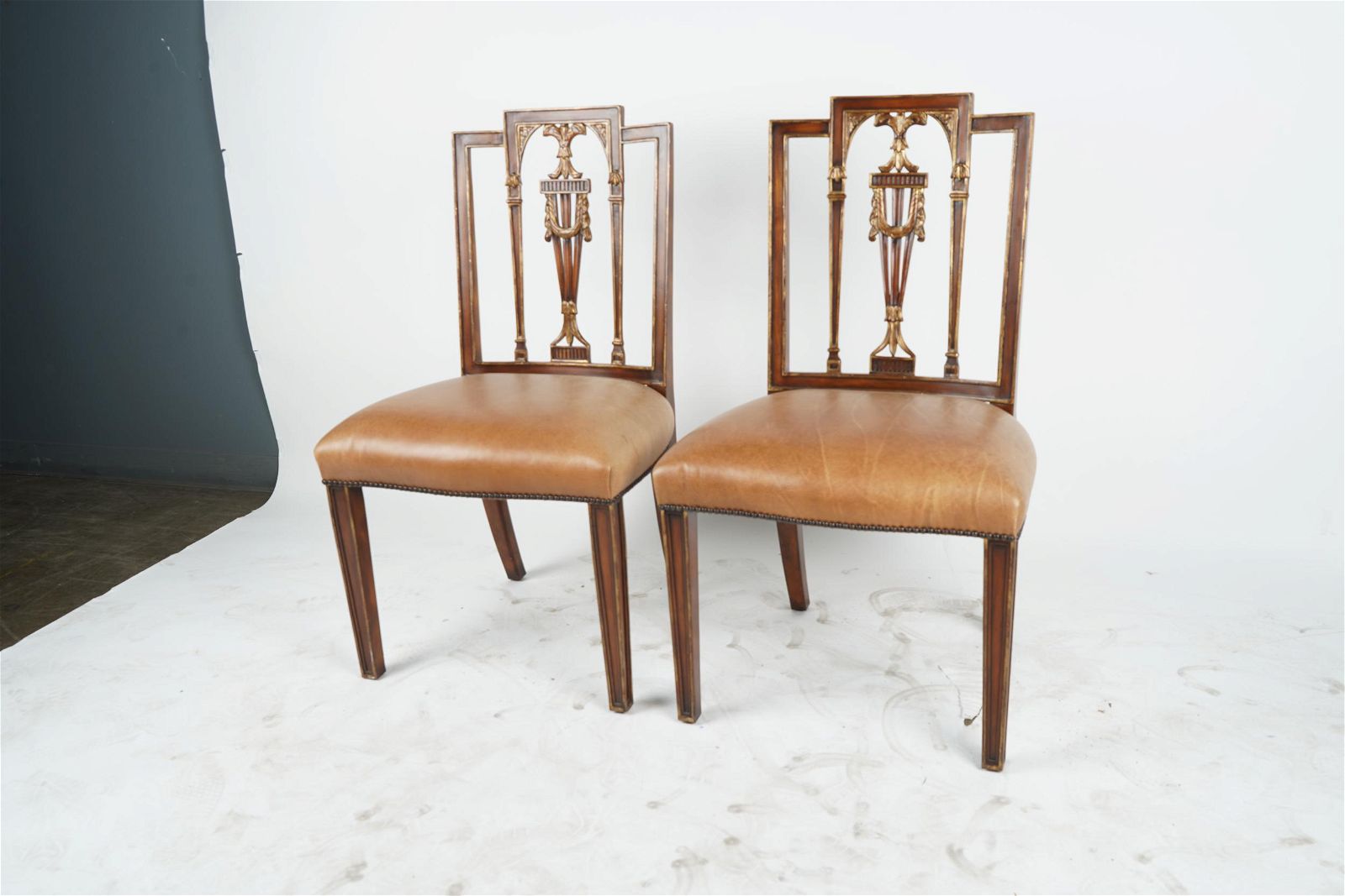 AF2-018: VINTAGE PAIR OF THEODORE ALEXANDER GILTWOOD FRENCH DIRECTOIRE STYLE SIDE CHAIRS