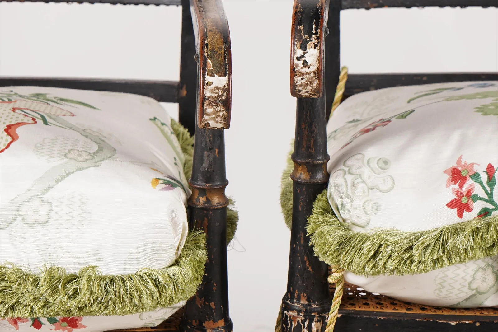 AF2-022: ANTIQUE PAIR OF EARLY 19TH CENTURY ENGLISH REGENCY CANED ARMCHAIRS