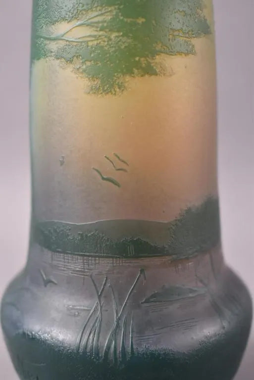 DA4-014: EARLY 20TH CENTURY FRENCH DEVEZ CASED & ETCHED GLASS CAMEO VASE-  SIGNED