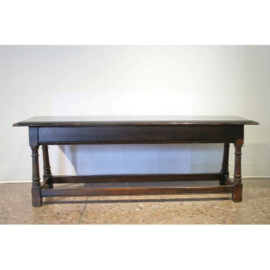 AF2-124: Antique Early 20th Century English Jacobean Style Oak Bench with Turned Legs