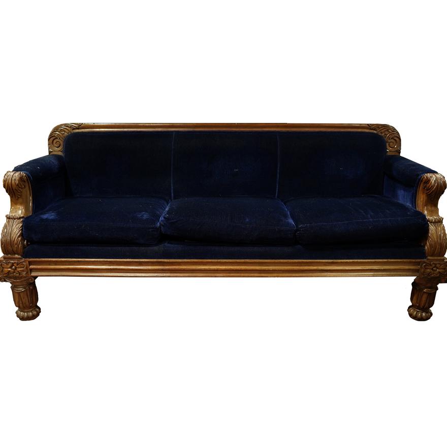 AF2-186: Antique Late 19th Century American Victorian Carved Walnut Sofa