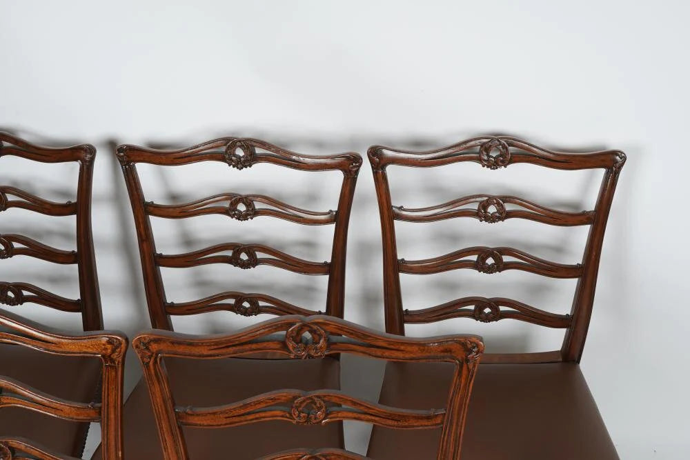 AF2-101: ANTIQUE SET OF TEN EARLY 19TH C CHIPPENDALE STYLE MAHOGANY DINING CHAIRS