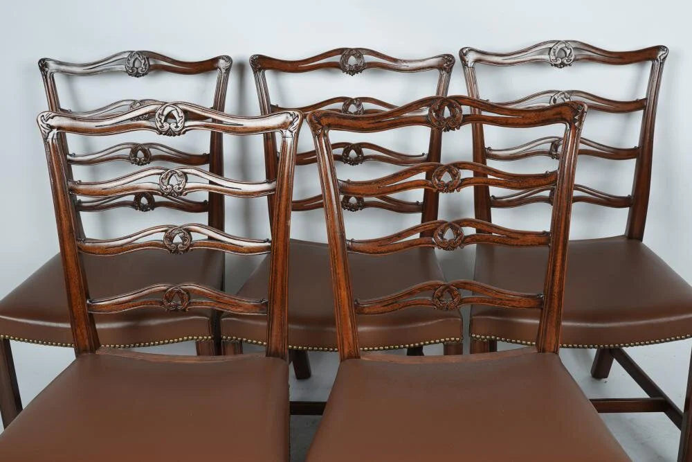 AF2-101: ANTIQUE SET OF TEN EARLY 19TH C CHIPPENDALE STYLE MAHOGANY DINING CHAIRS