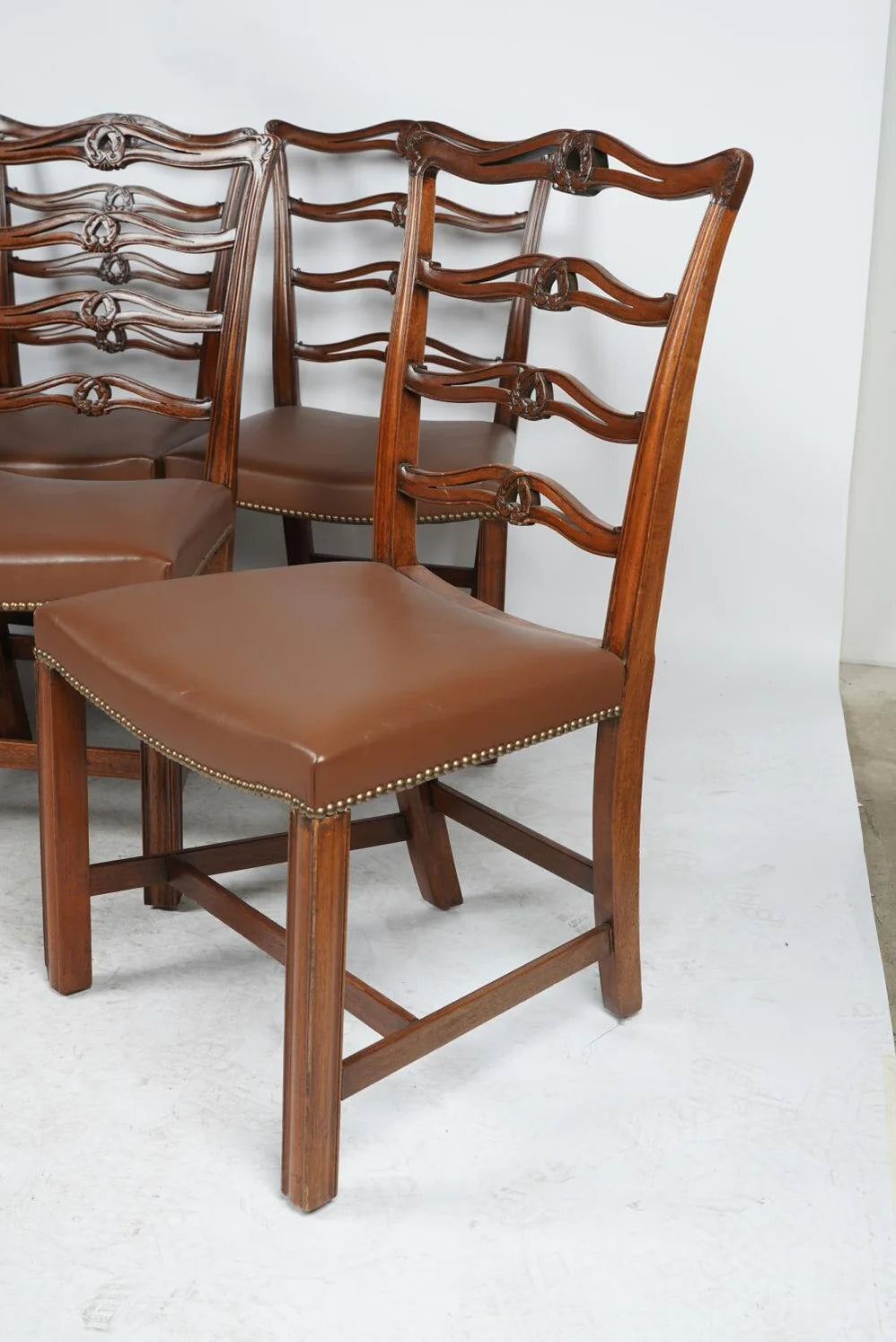 AF2-101: ANTIQUE SET OF TEN EARLY 19TH C CHIPPENDALE STYLE MAHOGANY DINING CHAIRS