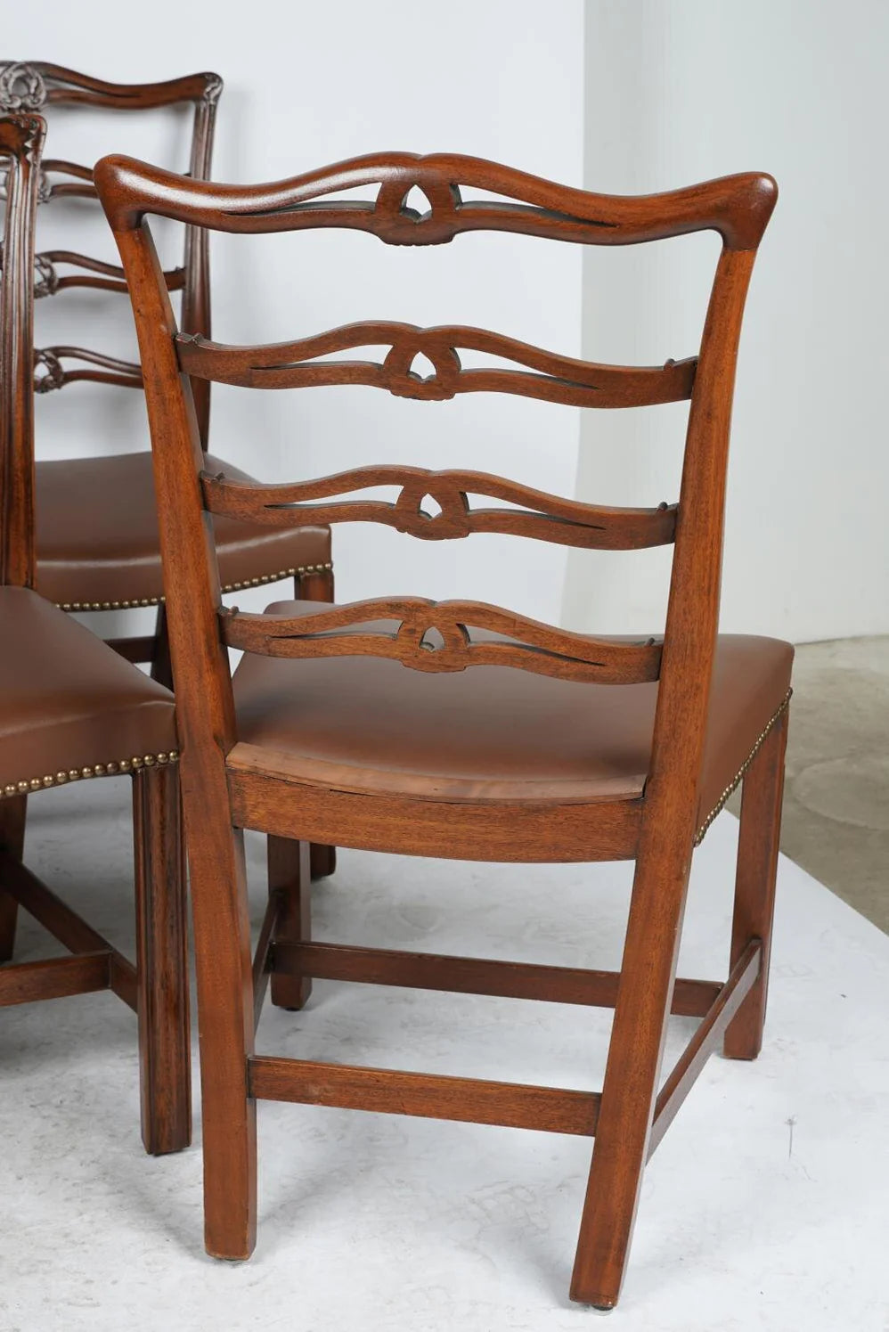 AF2-101: ANTIQUE SET OF TEN EARLY 19TH C CHIPPENDALE STYLE MAHOGANY DINING CHAIRS