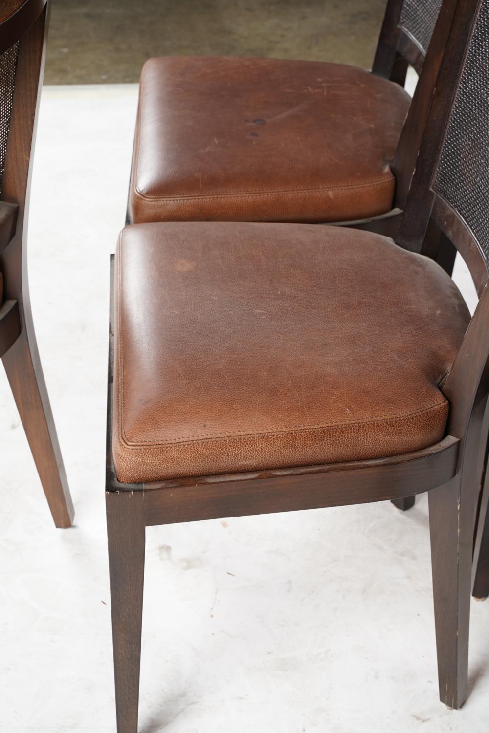 AF2-154: Vintage Set of Six Promemoria Caffe Caned Leather Dining Chairs Contemporary Italian C 2000