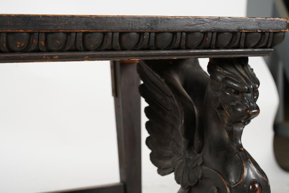 AF2-080: ANTIQUE LATE 19TH C HAND CARVED GRIFFINS RENAISSANCE REVIVAL BENCH