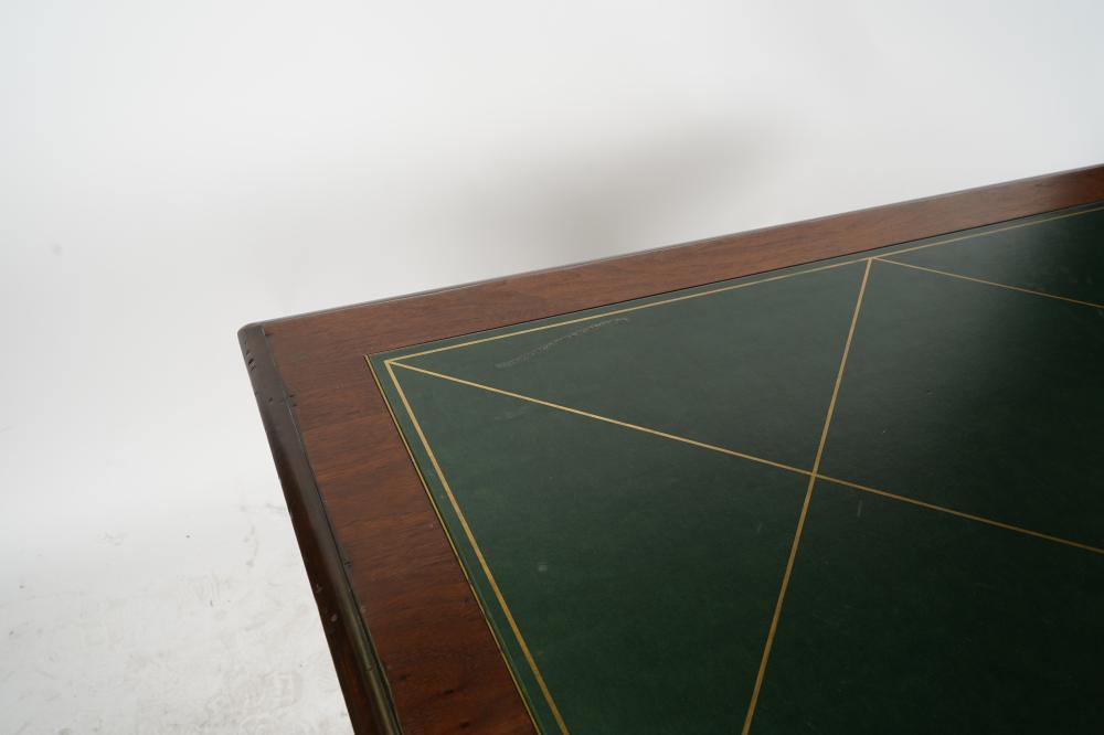 AF5-030: LATE 20TH CENTURY SPANISH COLONIAL REVIVAL WRITING DESK / LIBRARY TABLE W/ LEATHER TOP