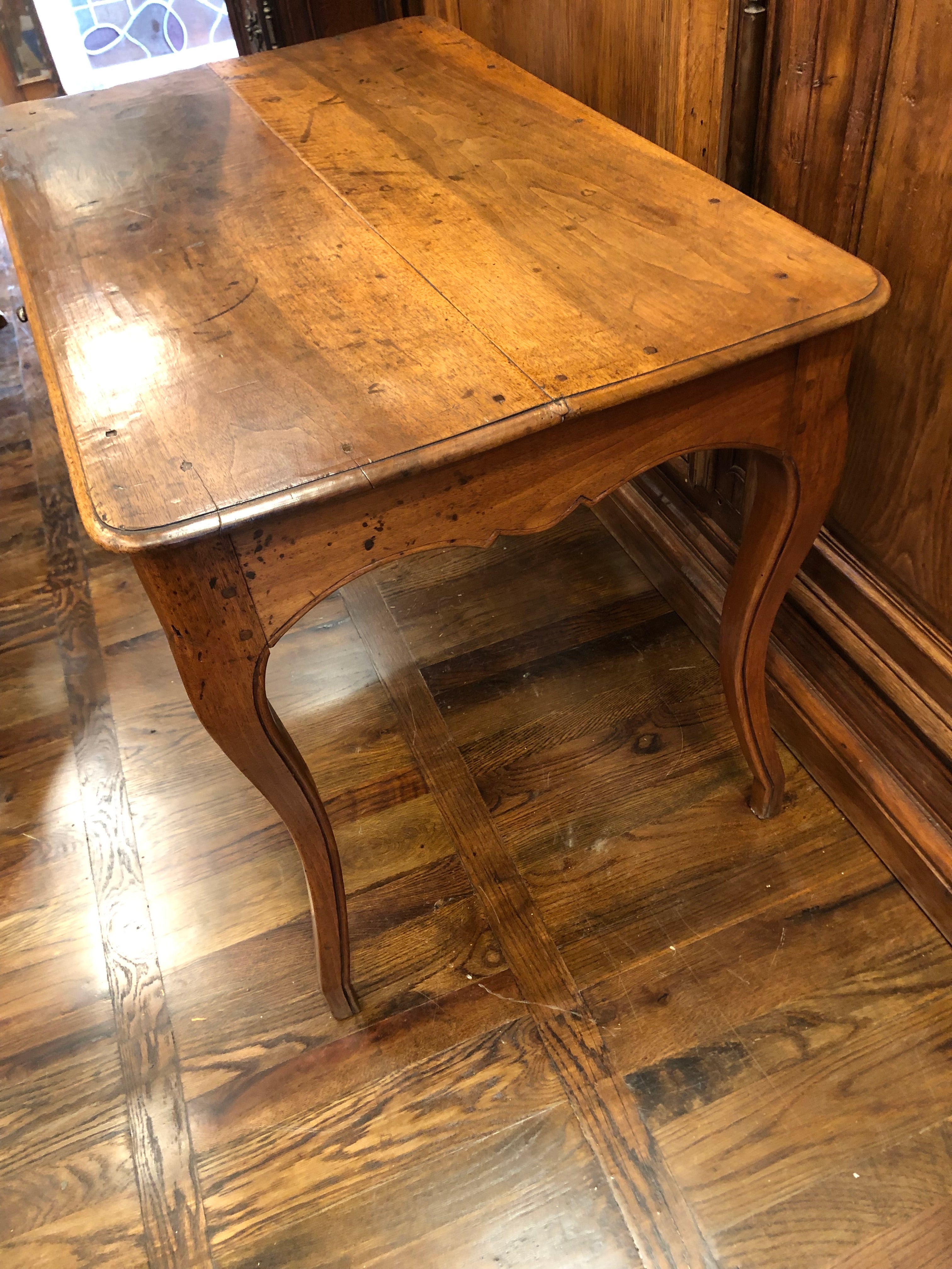 AF1-349: Antique Early 19th Century French Provincial Fruitwood Writing Table / Desk w/ Center Drawer