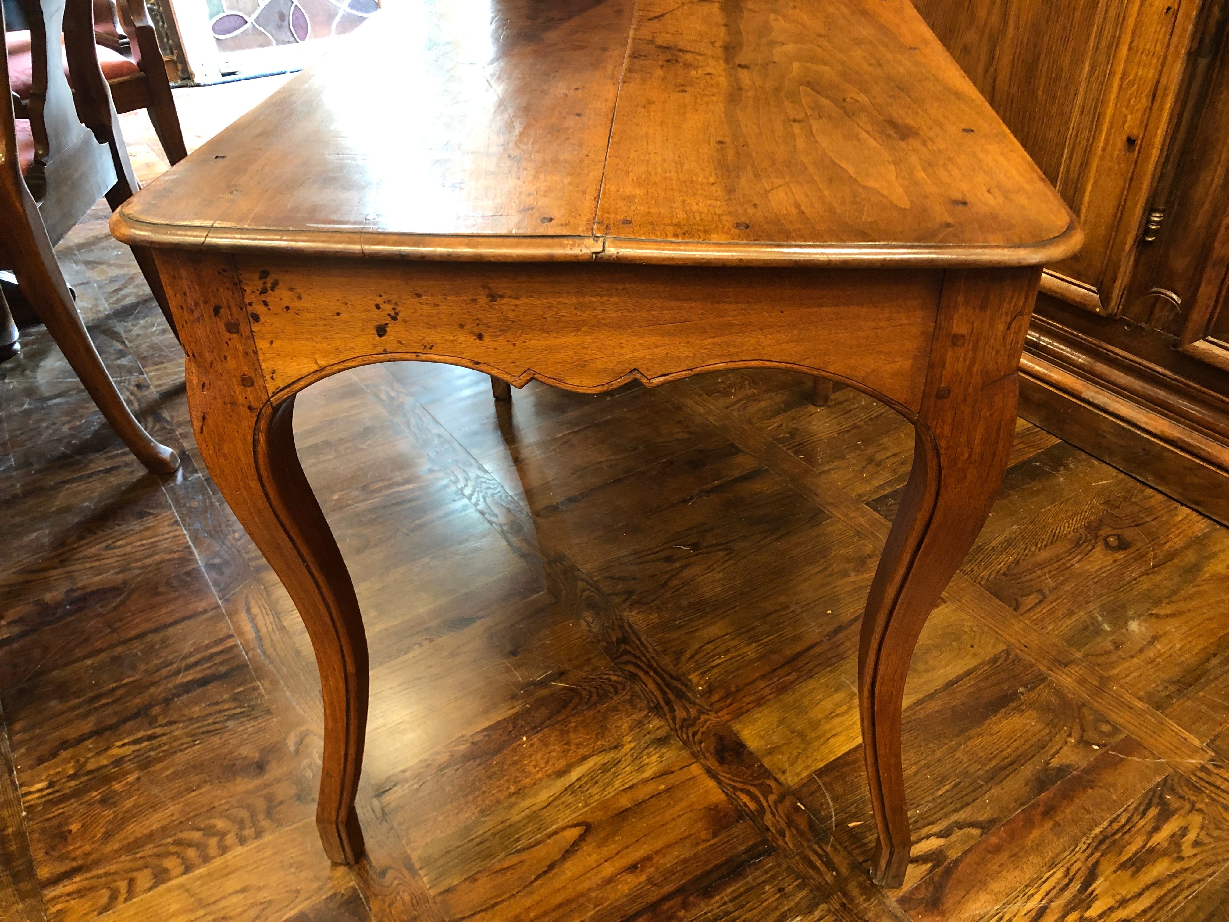 AF1-349: Antique Early 19th Century French Provincial Fruitwood Writing Table / Desk w/ Center Drawer