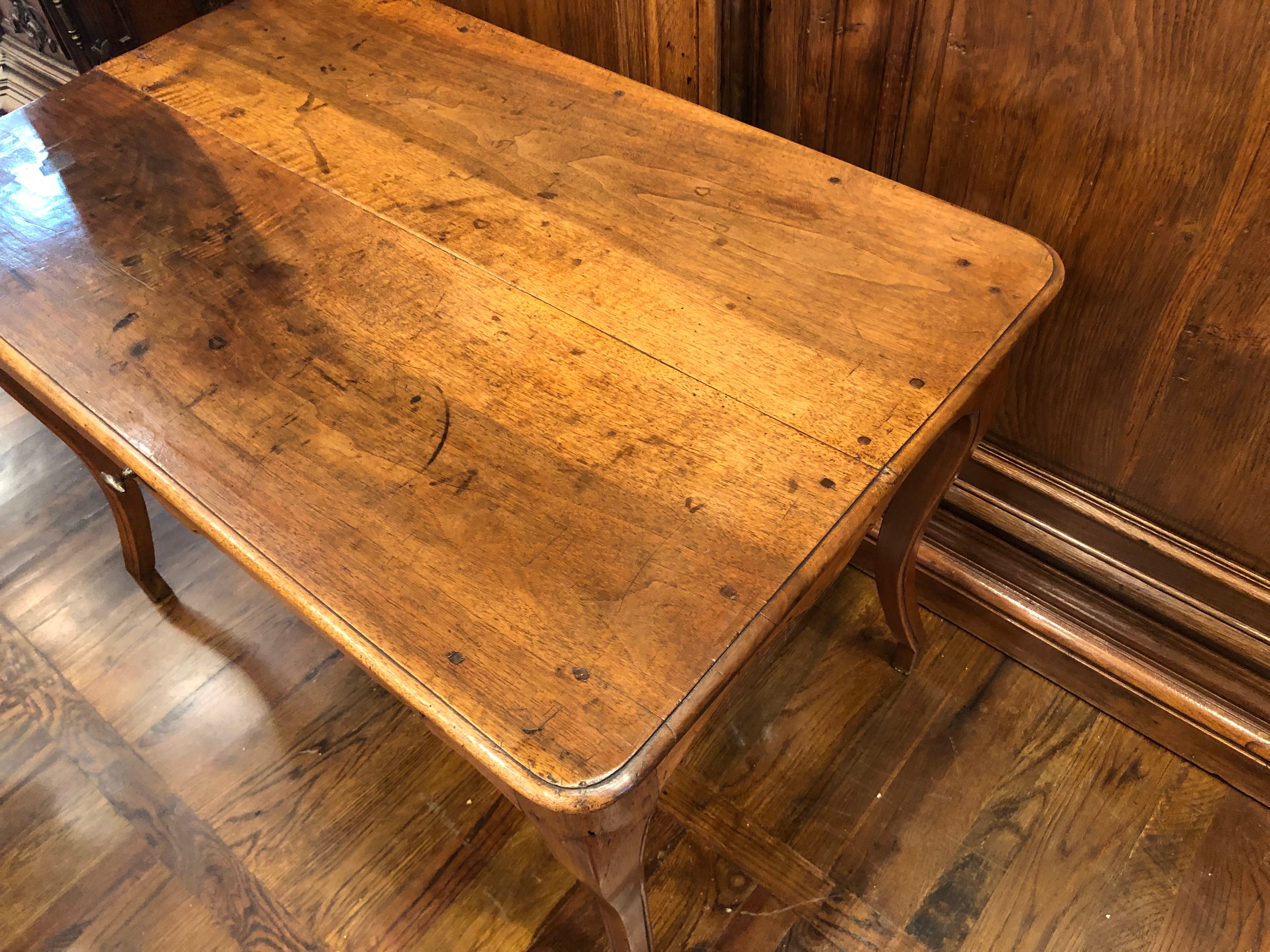 AF1-349: Antique Early 19th Century French Provincial Fruitwood Writing Table / Desk w/ Center Drawer