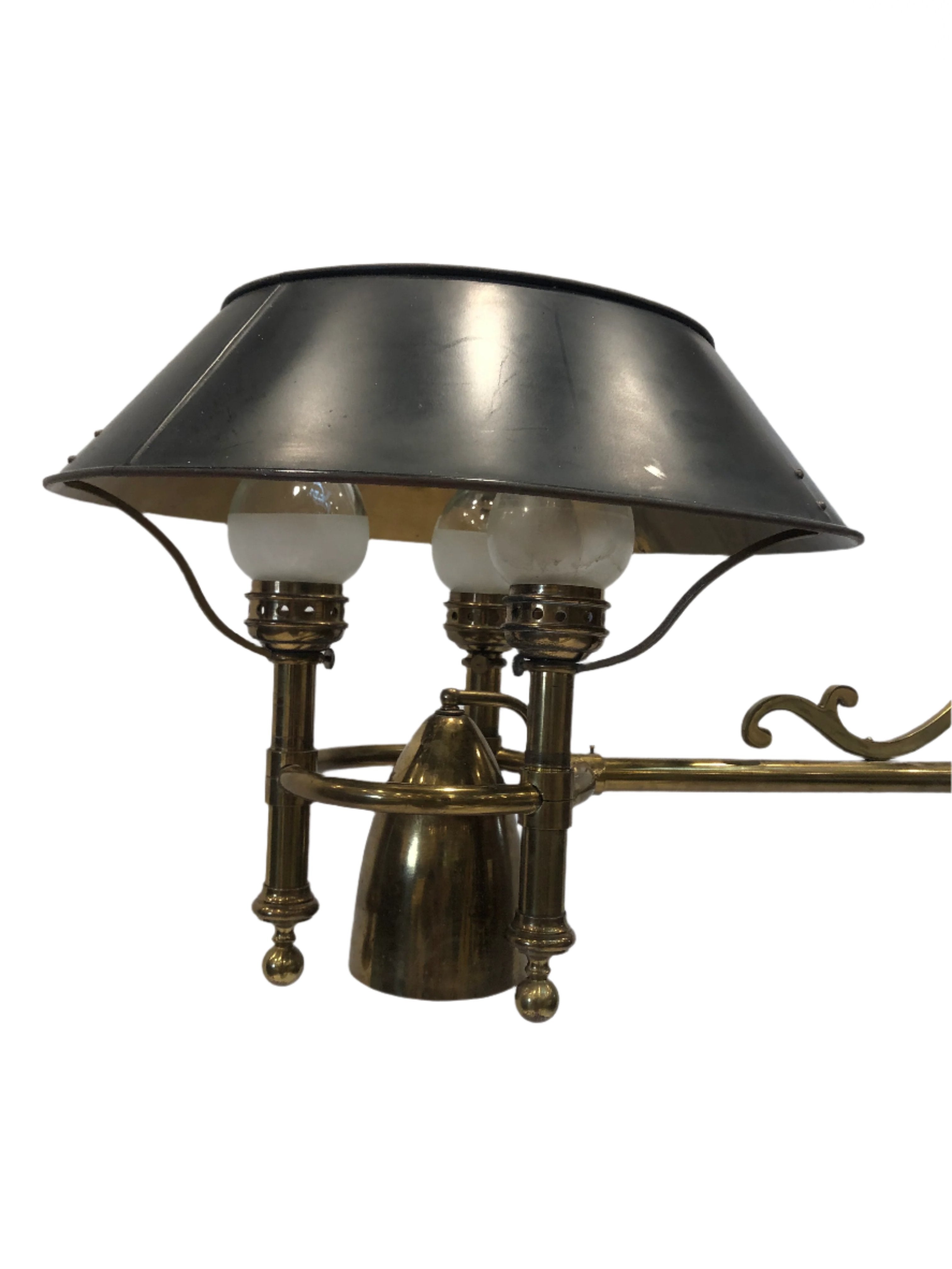 AL1-078: Late 20th C Chapman Lighting Brass & Tole Pointe Billiard Table Ceiling Light Fixture