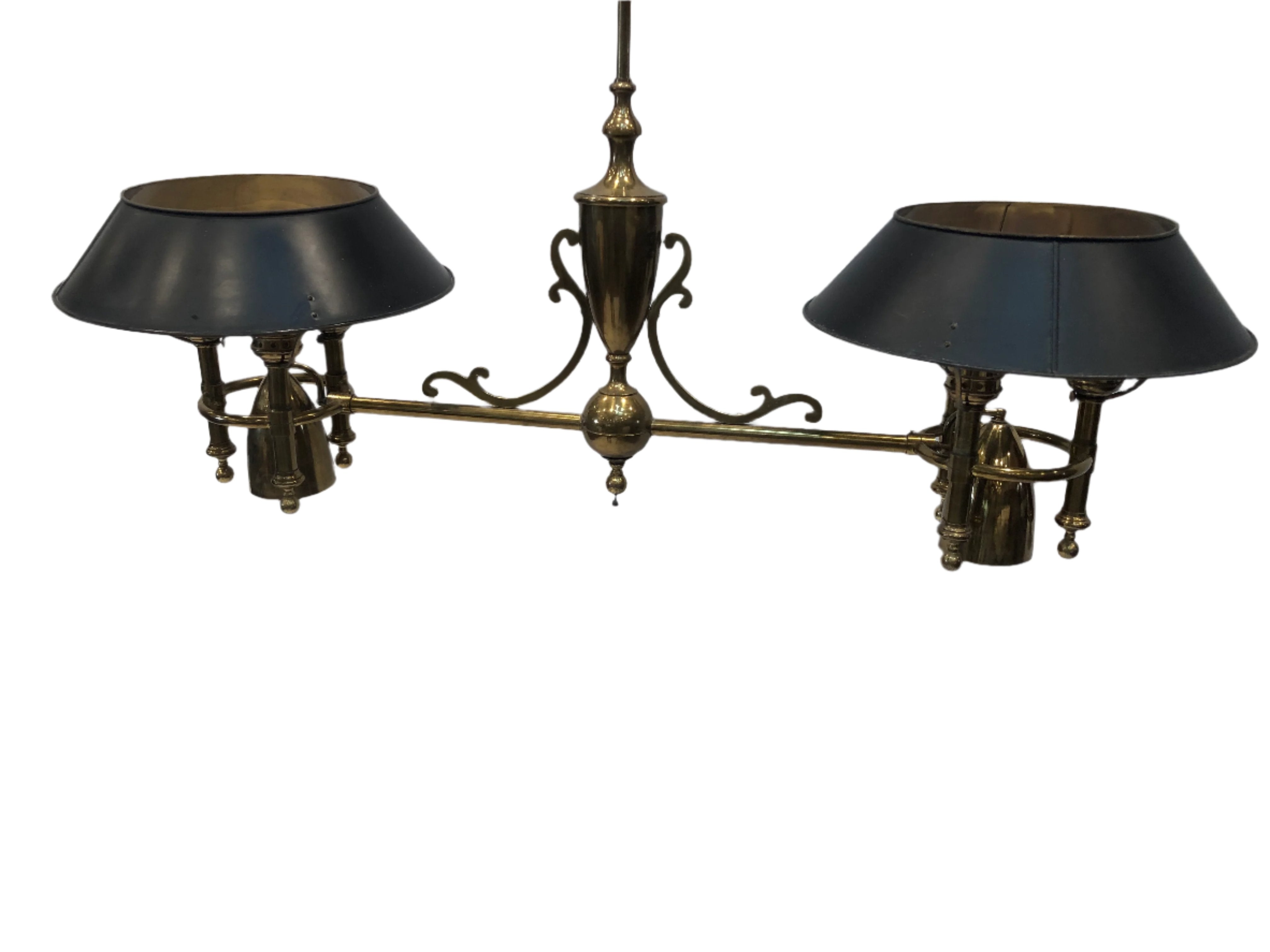 AL1-078: Late 20th C Chapman Lighting Brass & Tole Pointe Billiard Table Ceiling Light Fixture