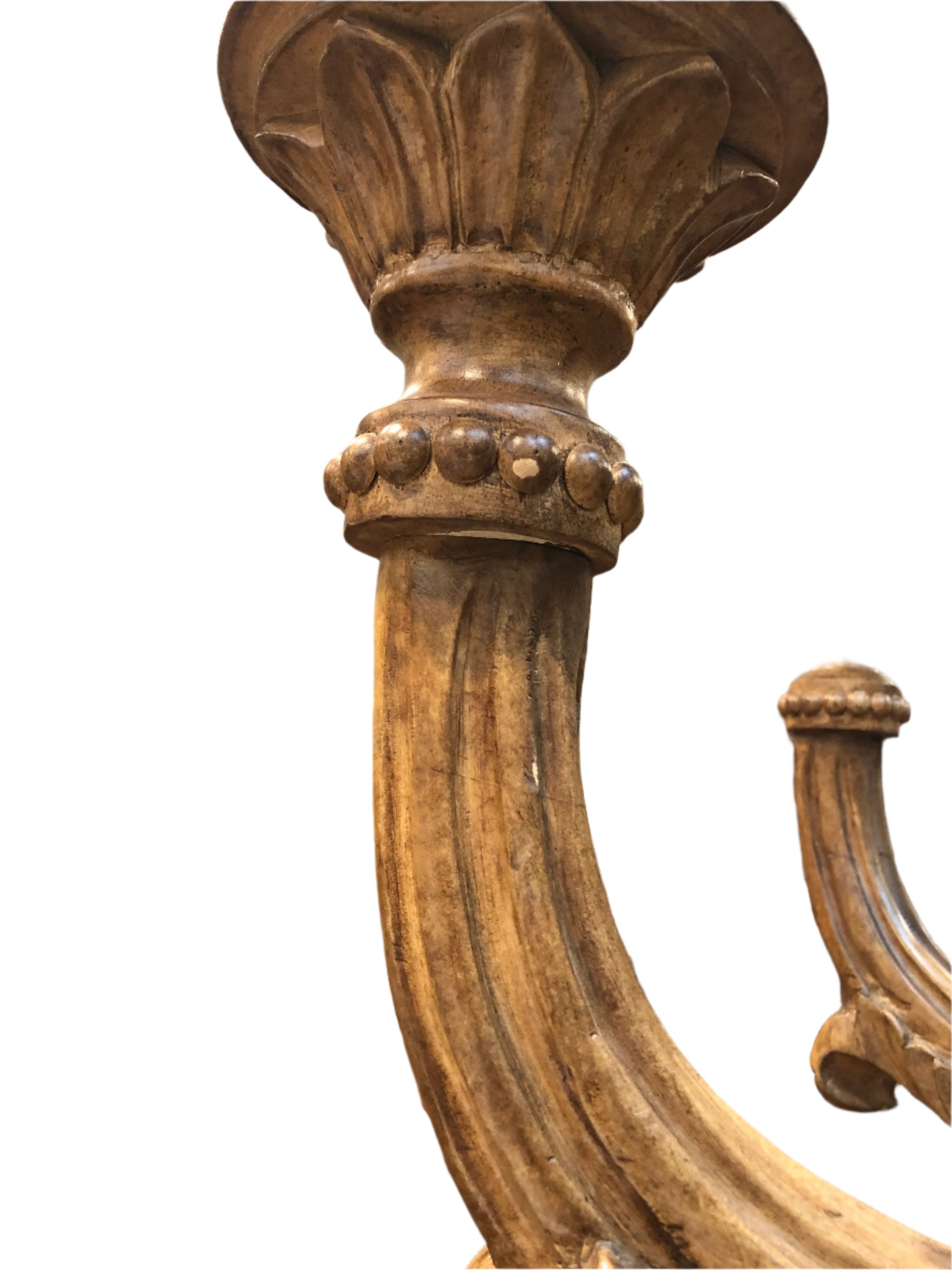 AL1-066:  Late 20th C Carved Wood 12 Light French Provincial Style Chandelier From the Larry Flynt Estate