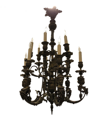 Antique 19th Century Neoclassical Brass Chandelier | Work of Man