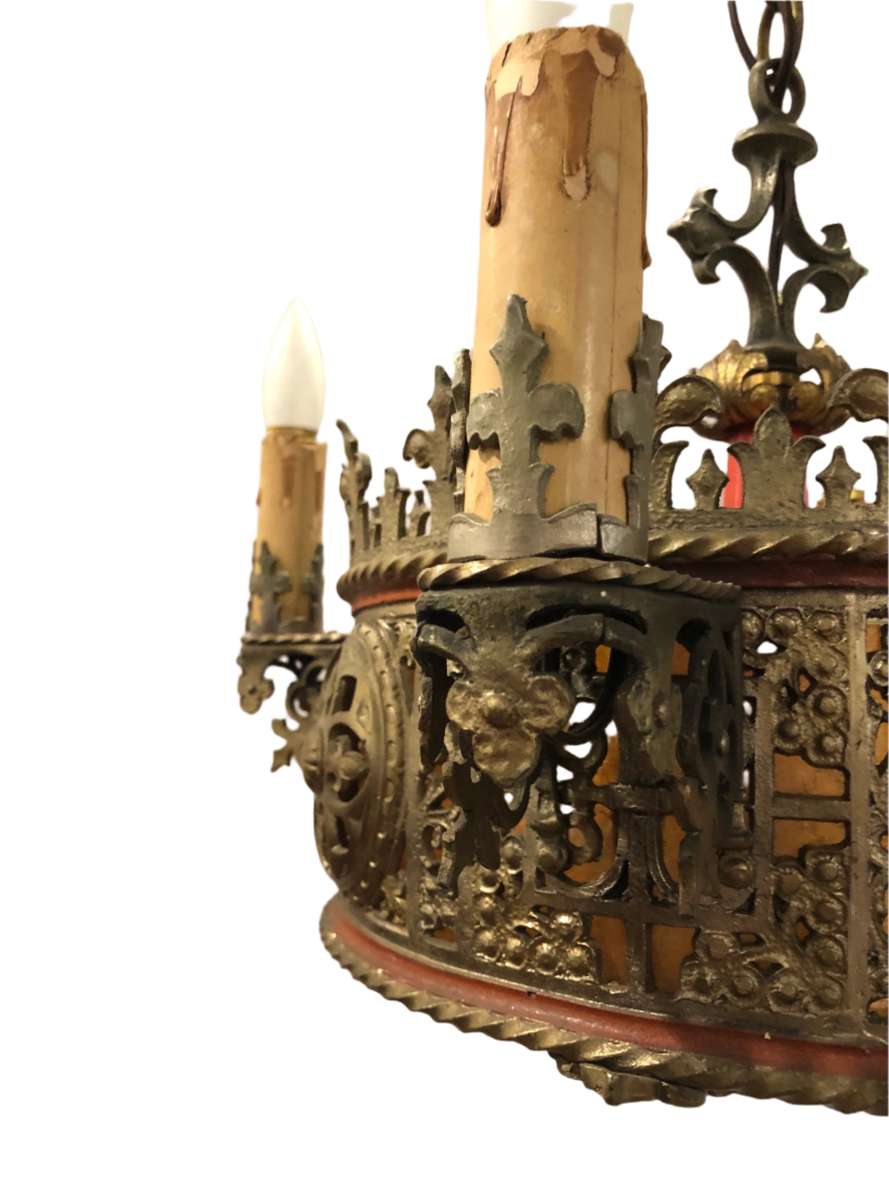 1920's  Beaux Arts Spanish Gothic Chandelier by Lion Elec | Work of Man