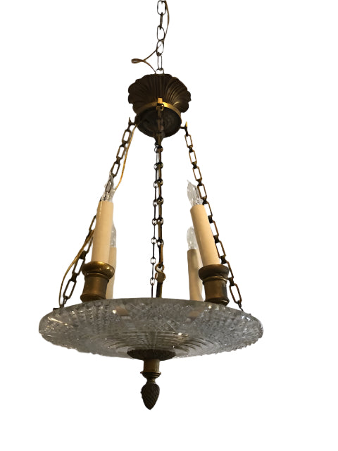  Antique English Regency Cut Glass and gilt bronze Dish Chandelier | Work of Man