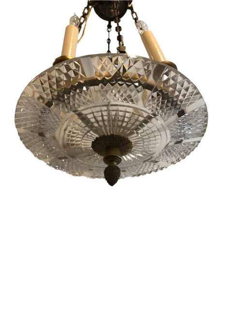 Antique English Regency Cut Glass and gilt bronze Dish Chandelier | Work of Man