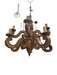 Late 20th C Carved Wood 10 Light French Provincial Style Chandelier | Work of Man