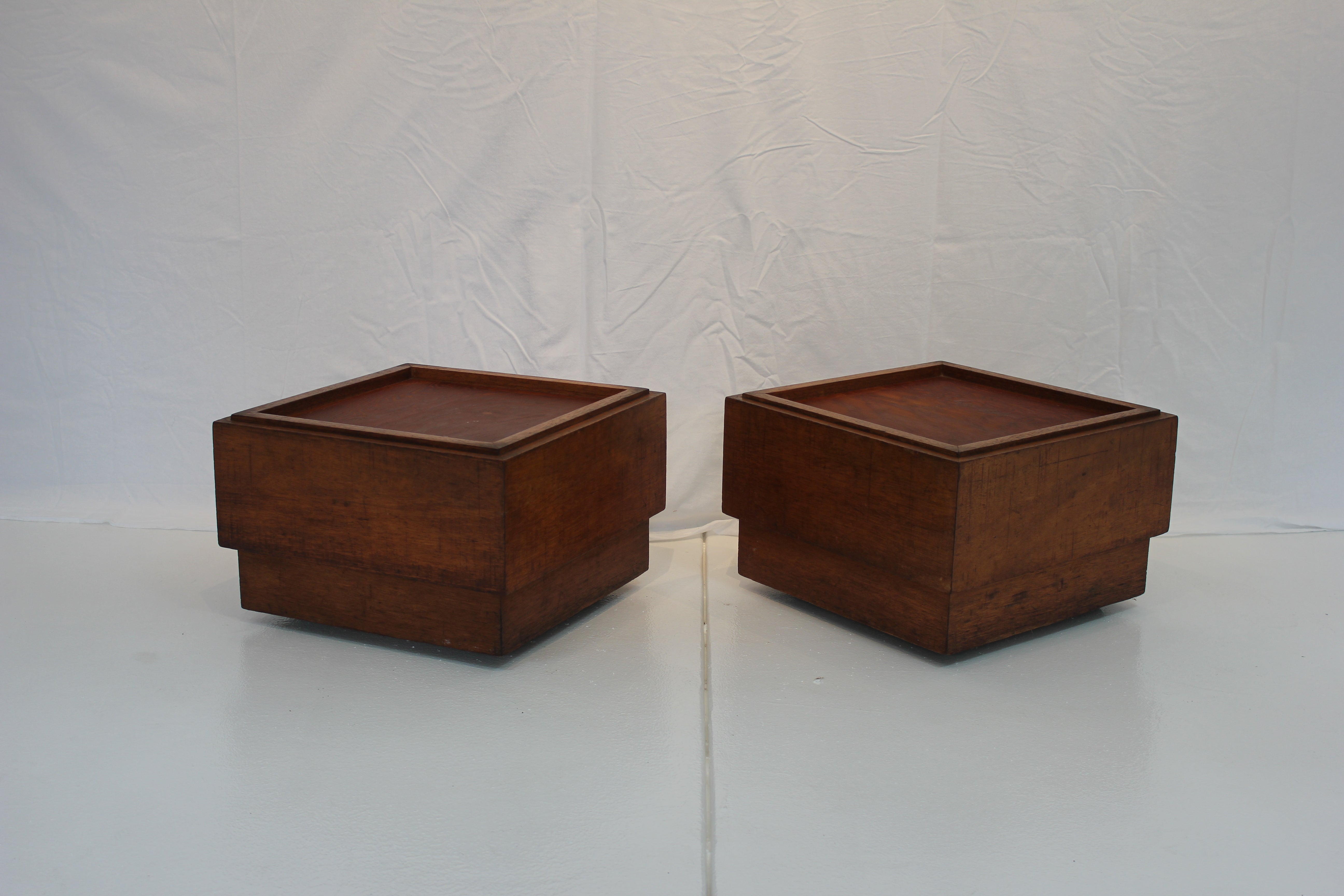 AF2-302: Antique Pair of c.1920's French Art Deco Walnut Seats on Casters