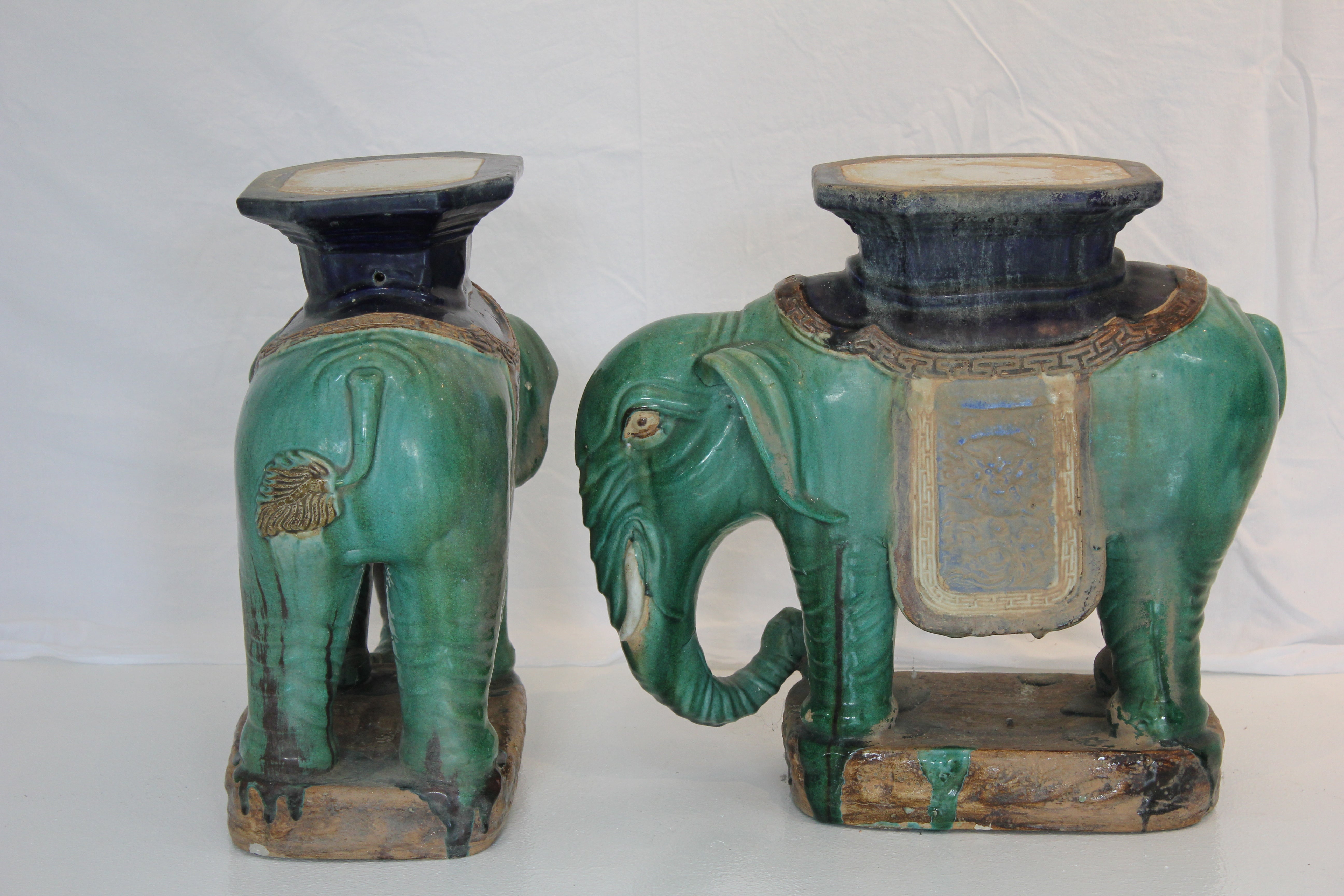 AF2-324: Antique Early 20th Century Elephant Garden Stand / Stool (4 Available)